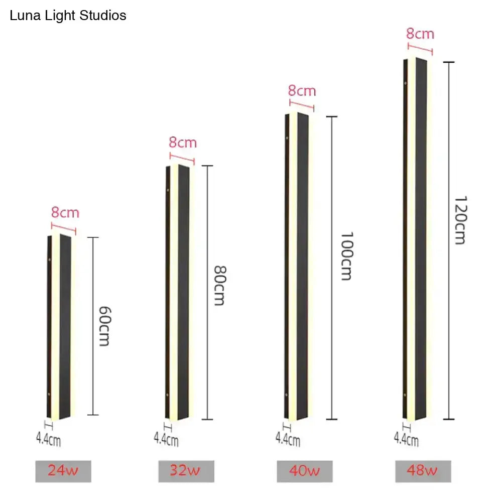 Modern Black Linear LED Wall Light Garden Sconce