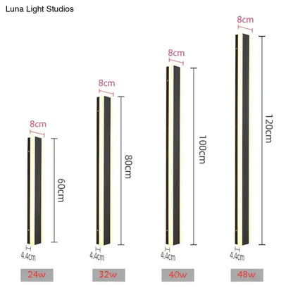 Modern Black Linear LED Wall Light Garden Sconce