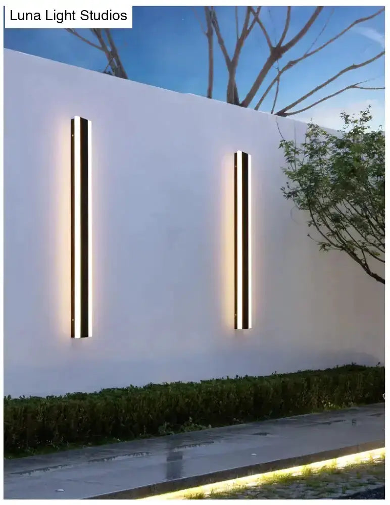 Modern Black Linear LED Wall Light Garden Sconce