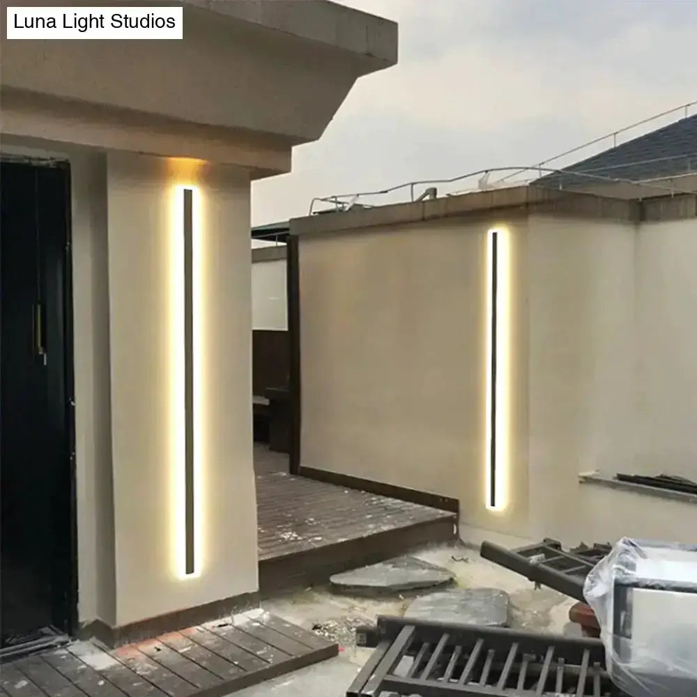 Modern Black Linear LED Wall Light Garden Sconce