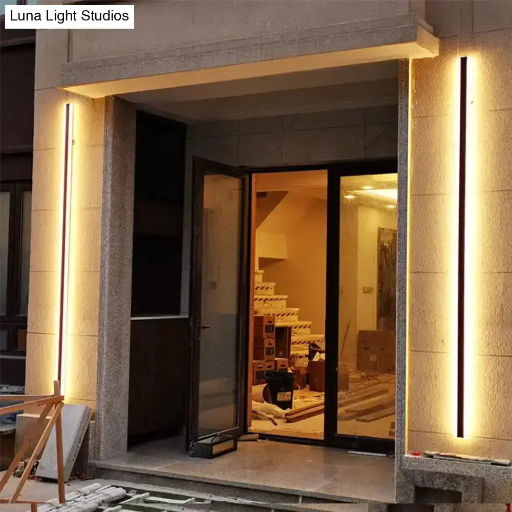 Modern Black Linear LED Wall Light Garden Sconce
