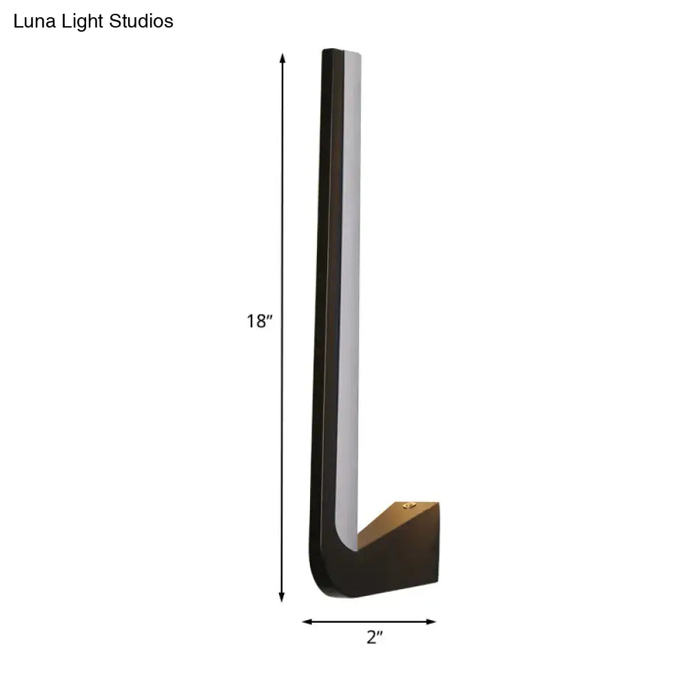 Black direct wired sconce by Decorbites, 18in tall, 2in base, L-shaped metal fixture on Tampa Home & Garden Store