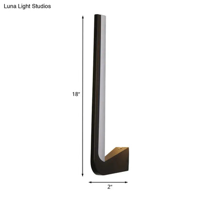 Black direct wired sconce by Decorbites, 18in tall, 2in base, L-shaped metal fixture on Tampa Home & Garden Store