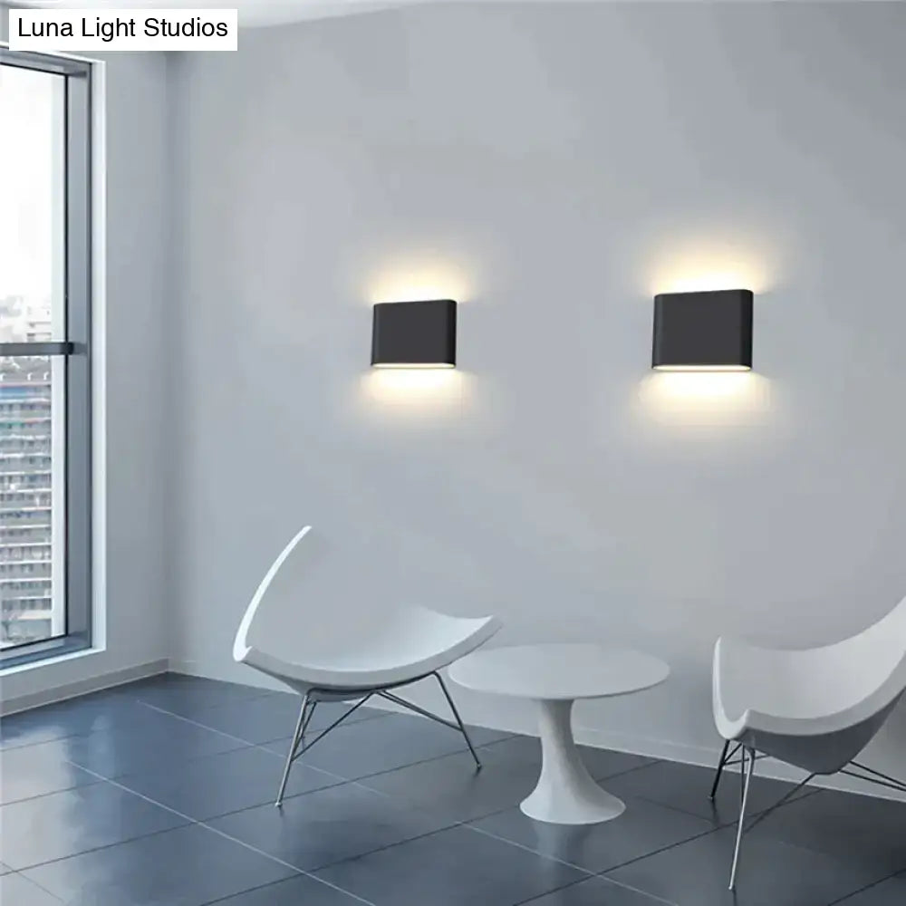 Black Outdoor Wall Light by Decorbites, square matte sconce with upward and downward glow, pair on Tampa Home & Garden Store