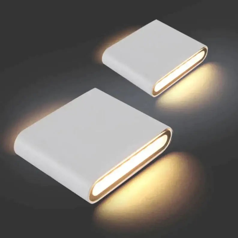 Outdoor wall light Decorbites white dual-pack with warm LED glow on Tampa Home & Garden Store