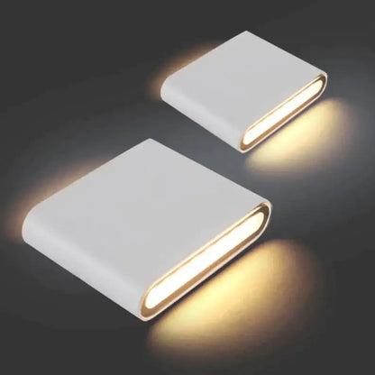 Outdoor wall light Decorbites white dual-pack with warm LED glow on Tampa Home & Garden Store