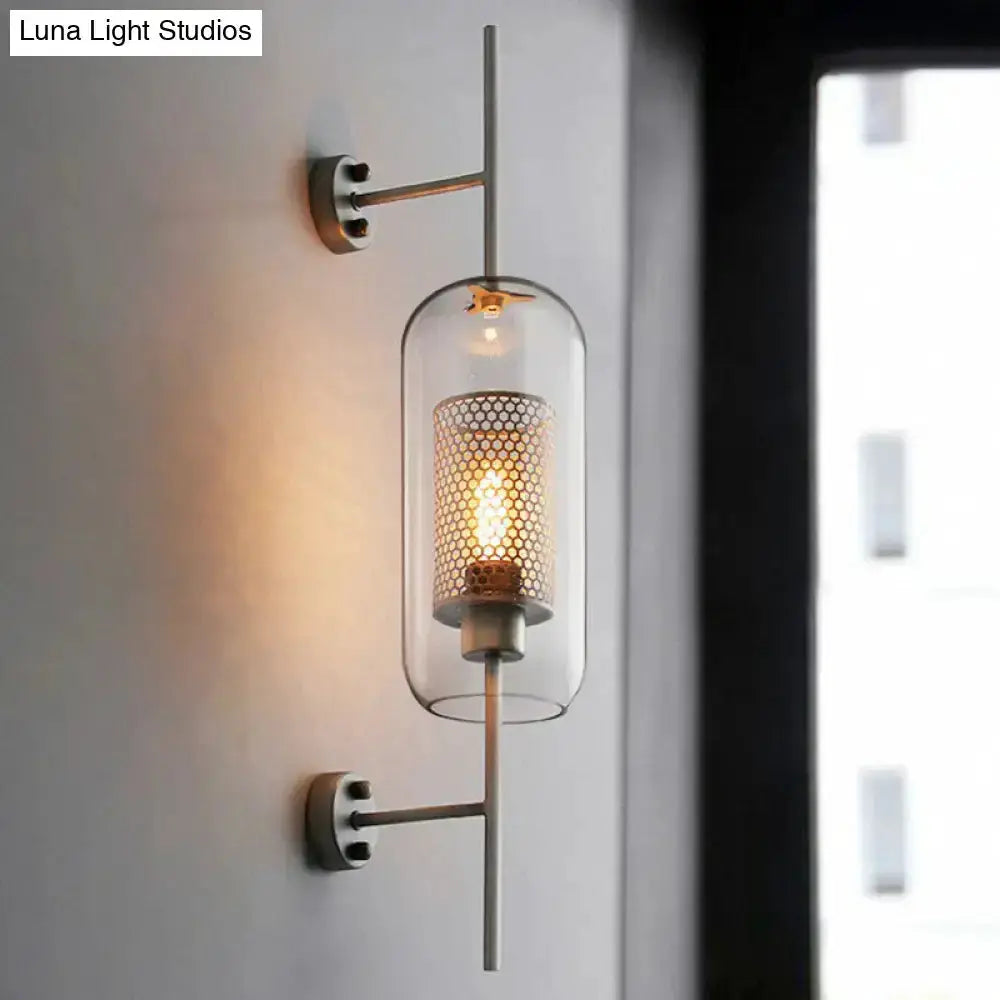 Modern Black Mesh Wall Mount Lamp with Sconce