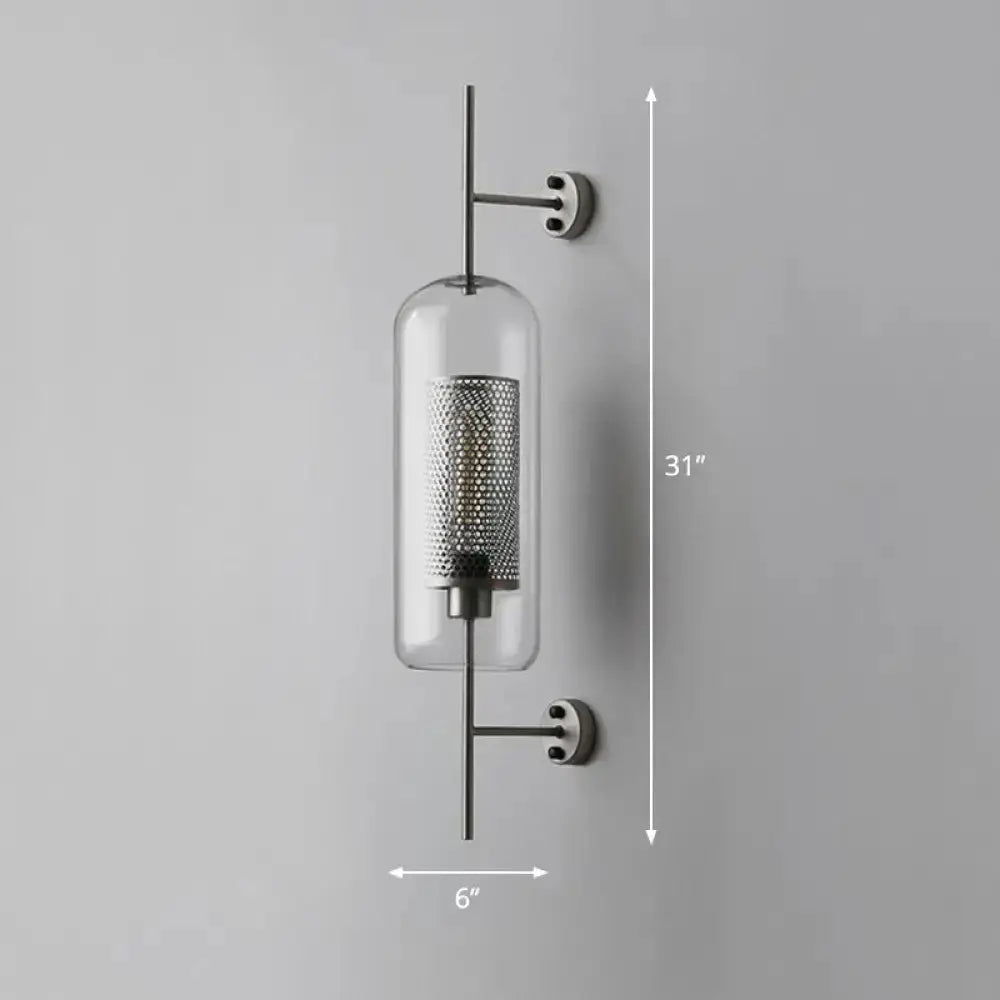 Modern Black Mesh Wall Mount Lamp with Sconce