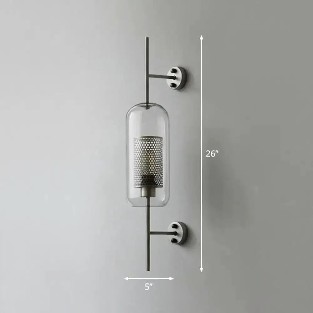 Modern Black Mesh Wall Mount Lamp with Sconce