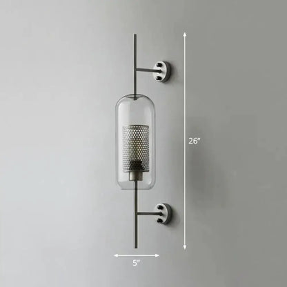 Modern Black Mesh Wall Mount Lamp with Sconce
