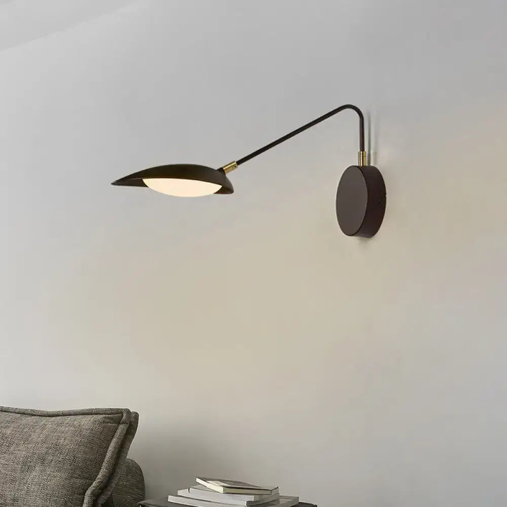 Black adjustable oval reading lamp wall-mounted with curved arm Decorbites on Tampa Home & Garden Store