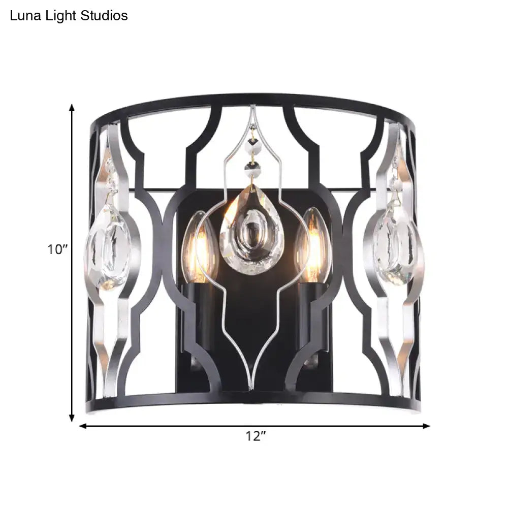 Black Crystal Droplet Wall Sconce by Decorbites, black metal frame with hanging crystals on Tampa Home & Garden Store