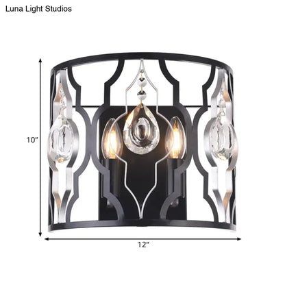 Black Crystal Droplet Wall Sconce by Decorbites, black metal frame with hanging crystals on Tampa Home & Garden Store