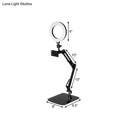 Black metal shade lamp with ring light, adjustable arms and phone clamp on Tampa Home & Garden Store