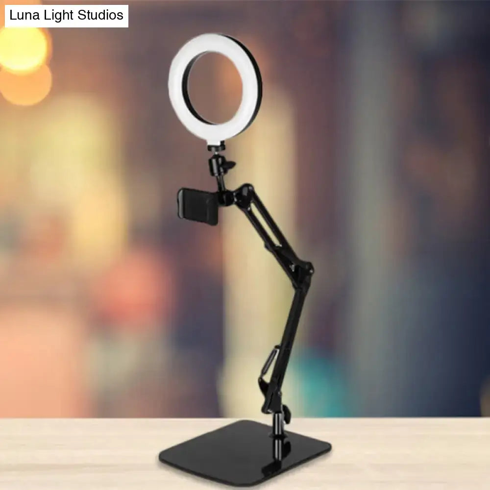 Decorbites black metal shade lamp with ring light and phone mount on adjustable desk stand on Tampa Home & Garden Store