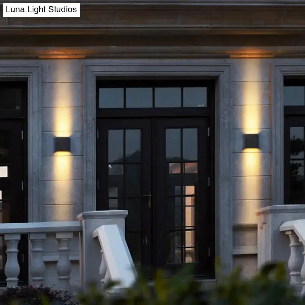 Modern black metal shade wall light outdoor sconce Decorbites pair on entry wall on Tampa Home & Garden Store