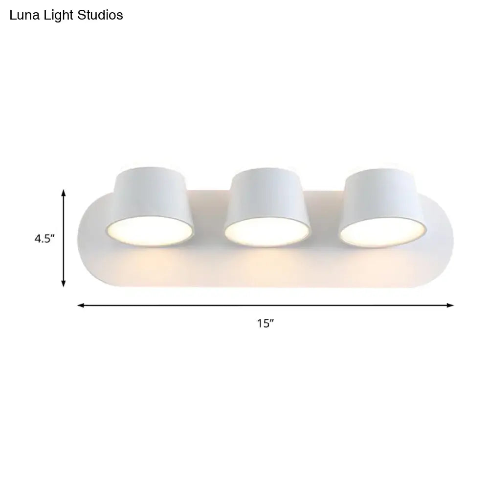 Black Metal Cone-Shade Sconce 1-3 Light, 3-light fixture with white base plate by Decorbites on Tampa Home & Garden Store