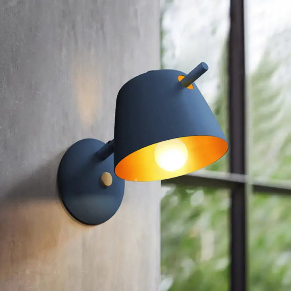 Black Metal Wall Light by Decorbites with blue-black shade and warm interior on Tampa Home & Garden Store