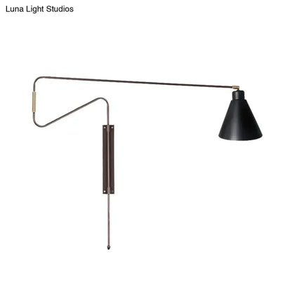 Modern Black Metal Wall Lamp with Long Arm