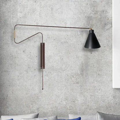 Modern Black Metal Wall Lamp with Long Arm