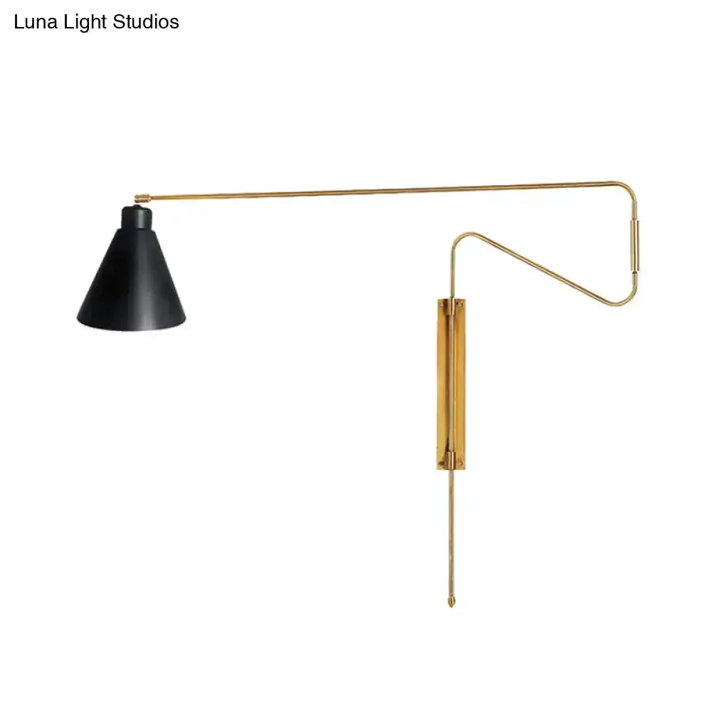 Modern Black Metal Wall Lamp with Long Arm