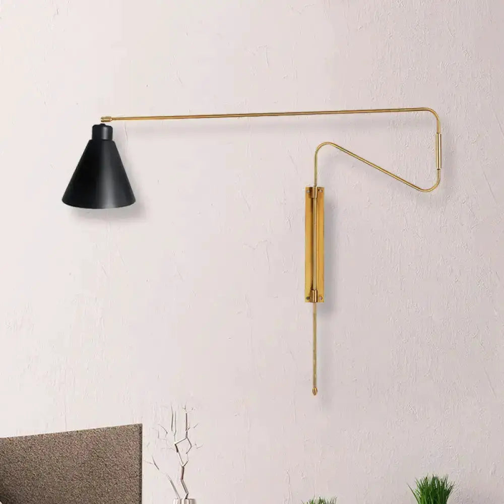 Modern Black Metal Wall Lamp with Long Arm