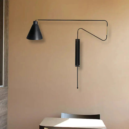 Modern Black Metal Wall Lamp with Long Arm