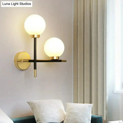Modern Black Milk Glass Wall Mount Light Sconce