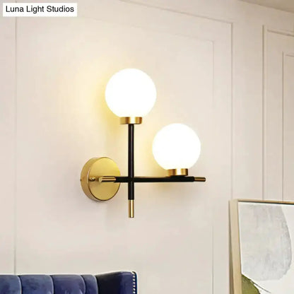 Modern Black Milk Glass Wall Mount Light Sconce