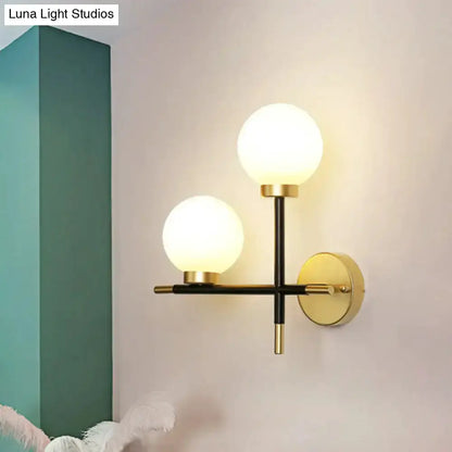 Modern Black Milk Glass Wall Mount Light Sconce