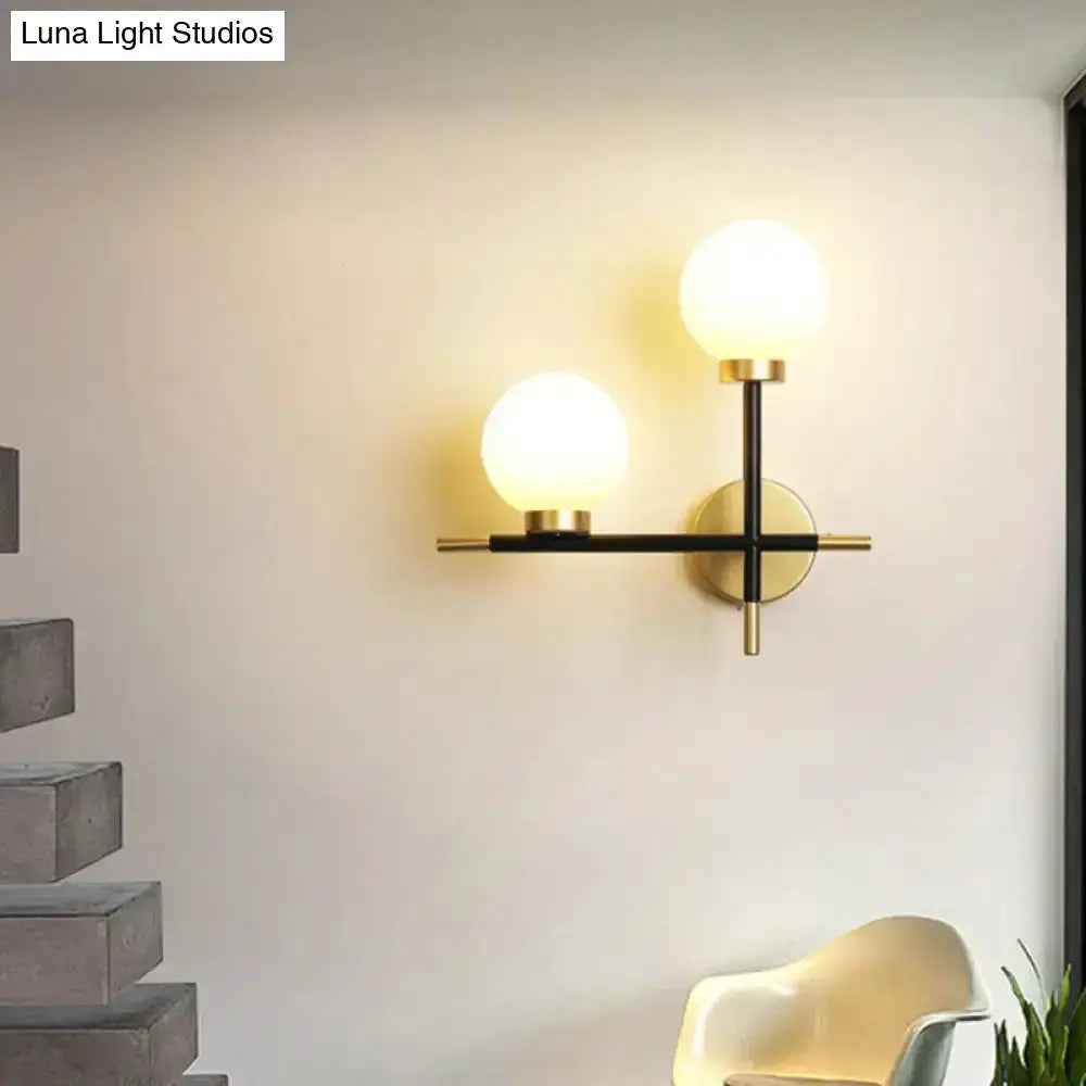 Modern Black Milk Glass Wall Mount Light Sconce
