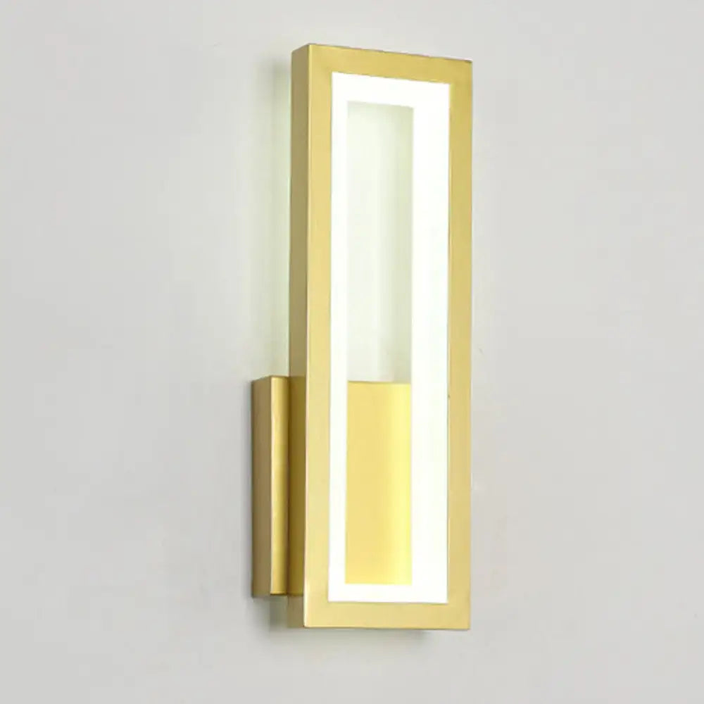 Gold-tone modern LED wall sconce with acrylic inner panel on Tampa Home & Garden Store