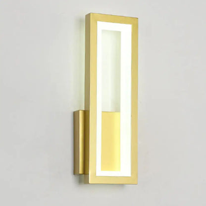 Gold-tone modern LED wall sconce with acrylic inner panel on Tampa Home & Garden Store