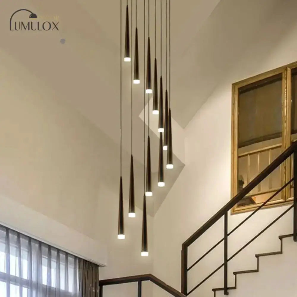 Multi-pendant ceiling light, modern black metallic cluster for staircase Decorbites on Tampa Home & Garden Store