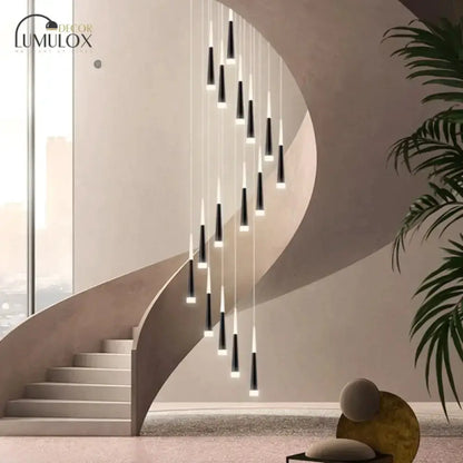 Modern black minimalist metallic multi ceiling light staircase pendant by Decorbites on Tampa Home & Garden Store