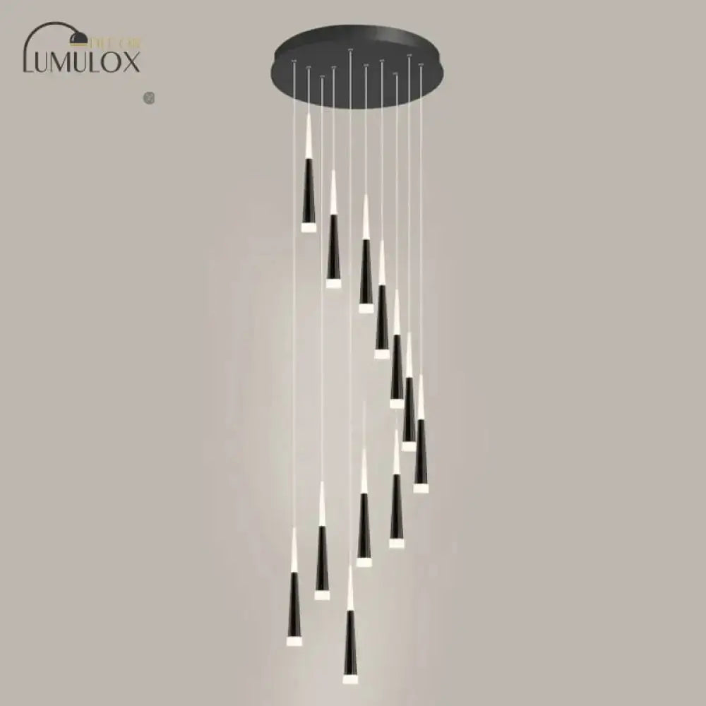 Pendant lighting: modern black minimalist metallic staircase pendant cascade by Decorbites on Tampa Home & Garden Store