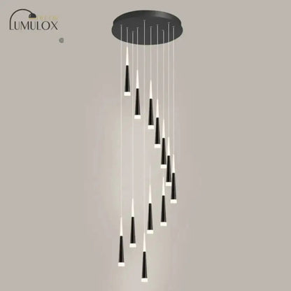 Pendant lighting: modern black minimalist metallic staircase pendant cascade by Decorbites on Tampa Home & Garden Store