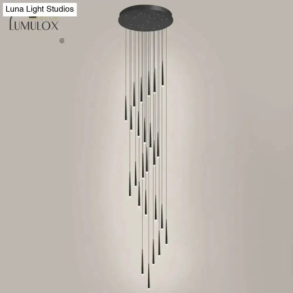 Decorbites modern black minimalist metallic multi ceiling pendant with cascading staircase rods on Tampa Home & Garden Store
