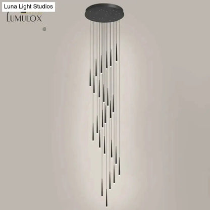 Decorbites modern black minimalist metallic multi ceiling pendant with cascading staircase rods on Tampa Home & Garden Store