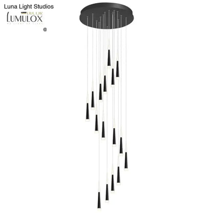 Pendant light: modern black minimalist multi-cone pendants with a ceiling plate and white cords on Tampa Home & Garden Store
