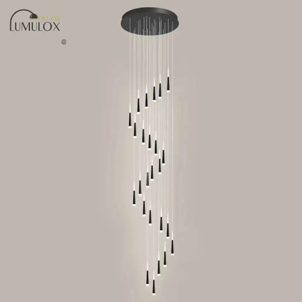 Pendant lighting: Modern black minimalist metallic staircase pendant with multiple pendants on Tampa Home & Garden Store