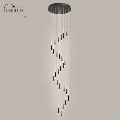 Pendant lighting: Modern black minimalist metallic staircase pendant with multiple pendants on Tampa Home & Garden Store