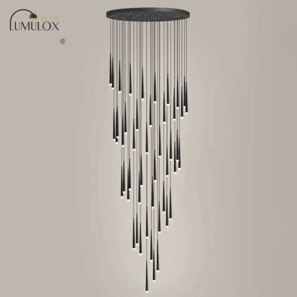 Pendant light black minimalist metallic staircase with cascading hanging strands Lumolox on Tampa Home & Garden Store