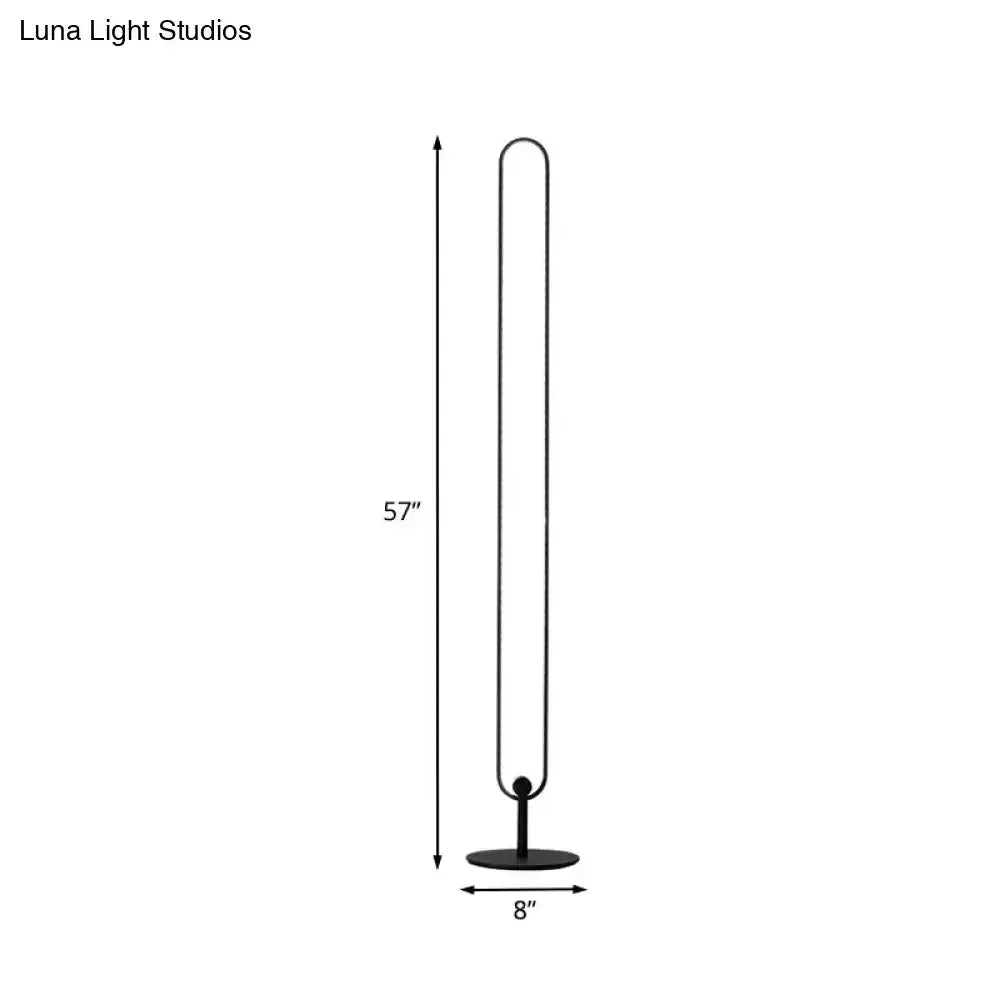 Black Minimalist Oval Floor Lamp for Bedroom