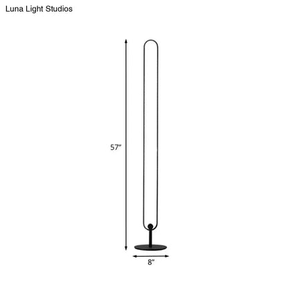 Black Minimalist Oval Floor Lamp for Bedroom