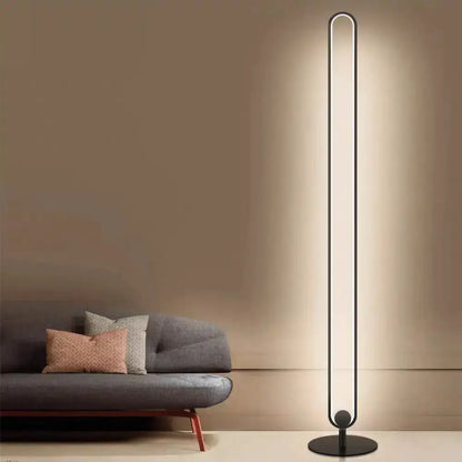 Black Minimalist Oval Floor Lamp for Bedroom