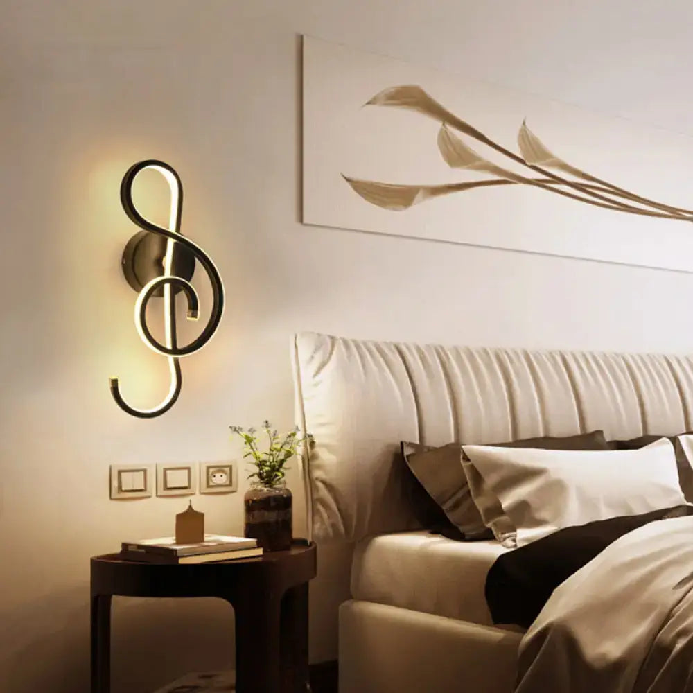Black Music Note Sconce in metal with warm LED glow, Decorbites, Home & Garden on Tampa Home & Garden Store