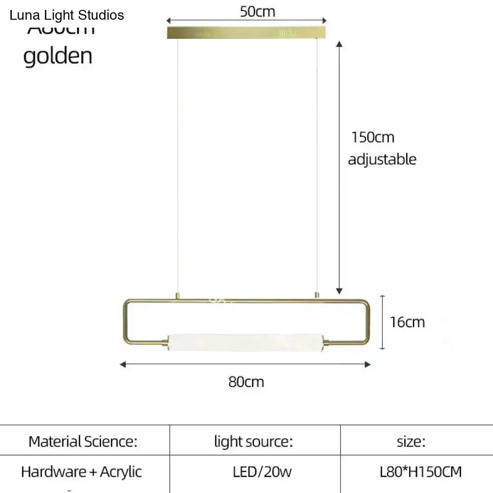 Bar pendant light Decorbites gold Nordic minimalist with white LED shade, 80cm wide on Tampa Home & Garden Store