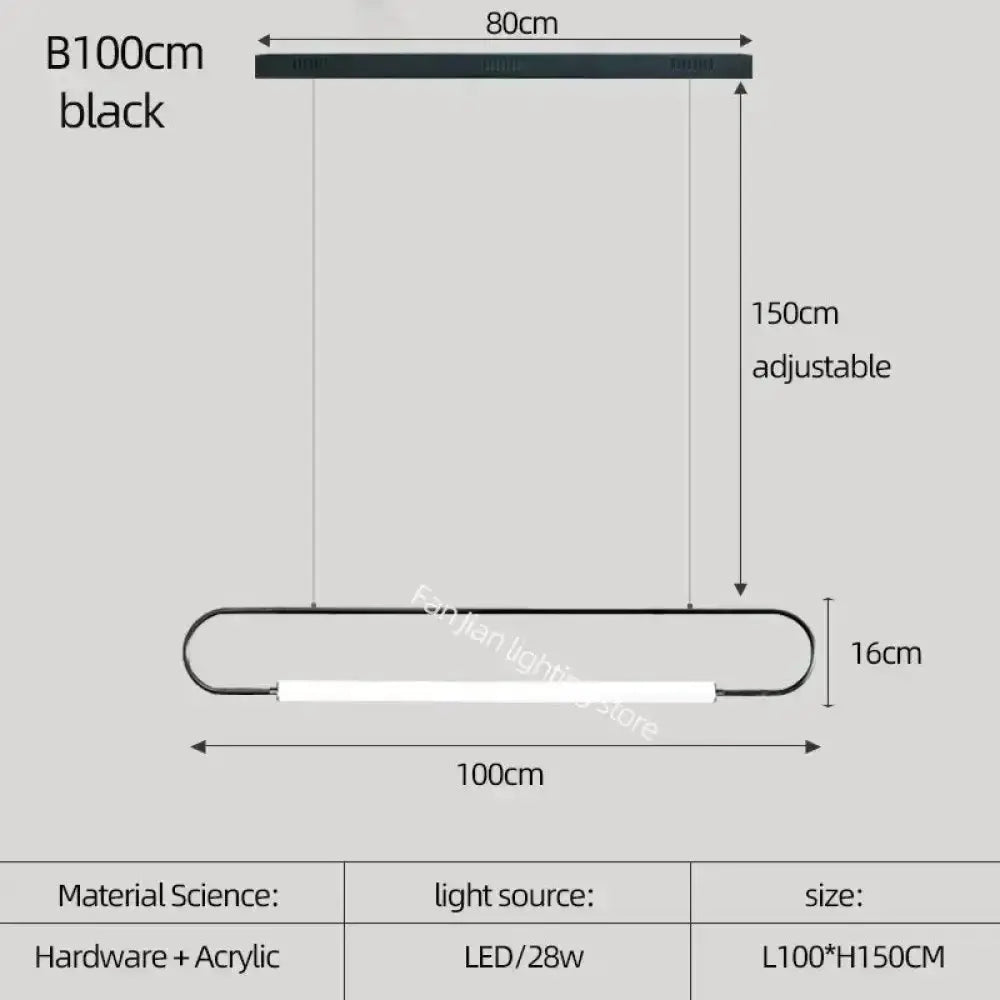Modern black nordic minimalist bar pendant light with LED tube by Decorbites for kitchen on Tampa Home & Garden Store