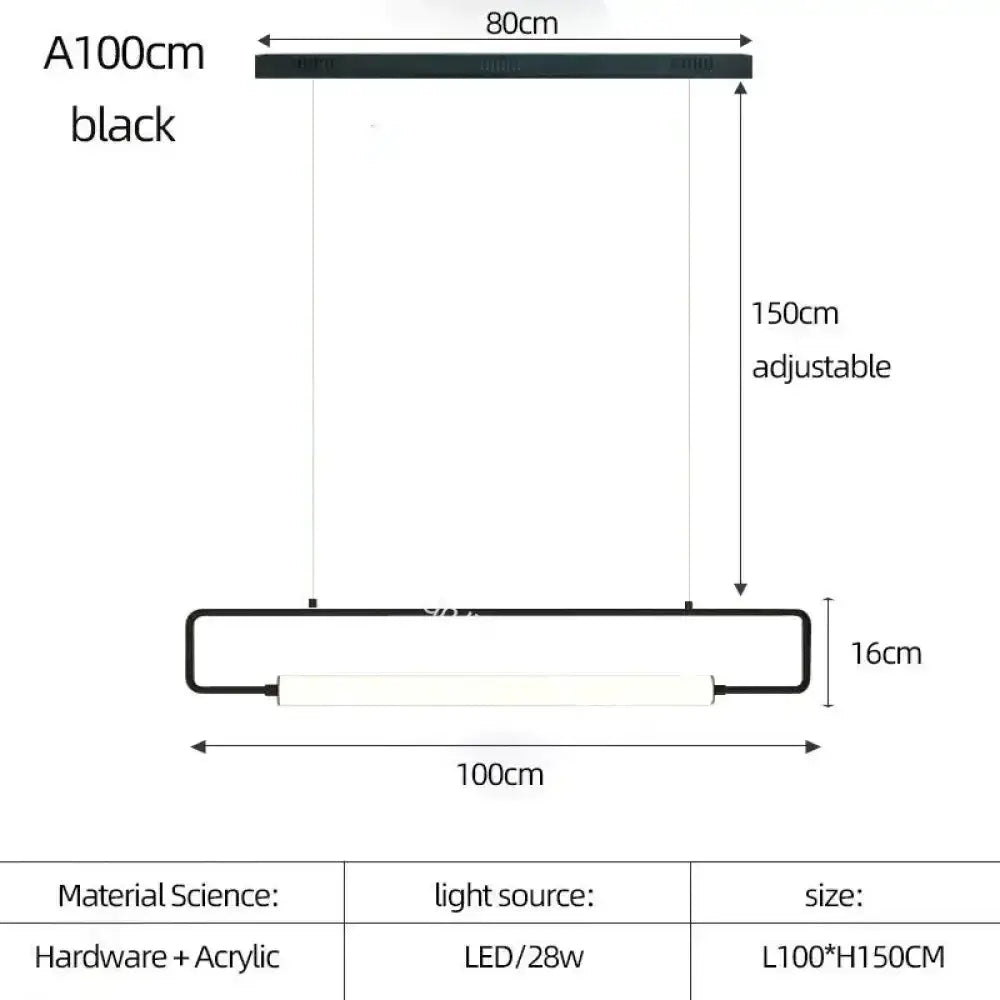 Pendant light Decorbites black Nordic bar with white LED tube, 100 cm long, adjustable on Tampa Home & Garden Store